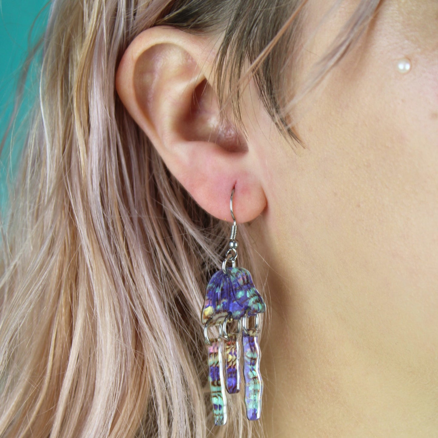 Purple Abalone Jellyfish Earrings