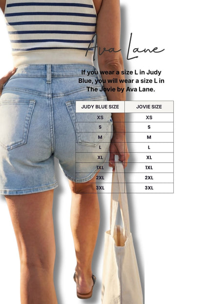 The Jovie High-Rise Tummy Control Light Wash Denim Shorts