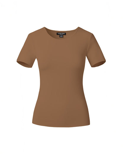 LAYER ZERO DOUBLE-LAYERED SMOOTHING NYLON SHORT SLEEVE TOP