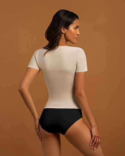 LAYER ZERO DOUBLE-LAYERED SMOOTHING NYLON SHORT SLEEVE TOP
