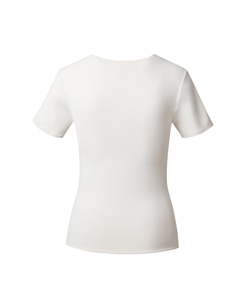 LAYER ZERO DOUBLE-LAYERED SMOOTHING NYLON SHORT SLEEVE TOP
