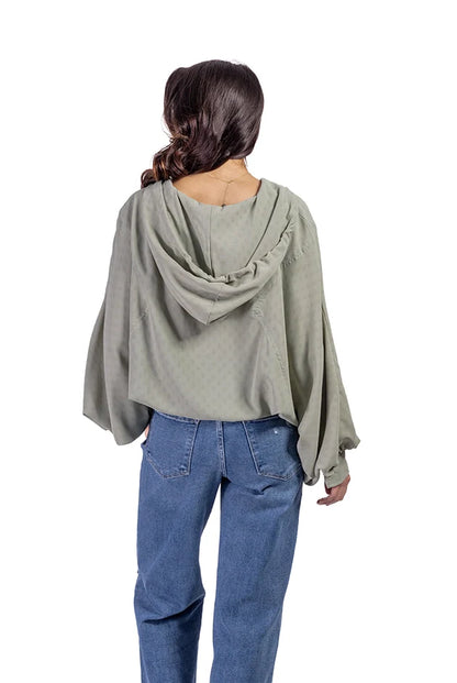 Women's Loose Drawstring Hem Hoodie Top