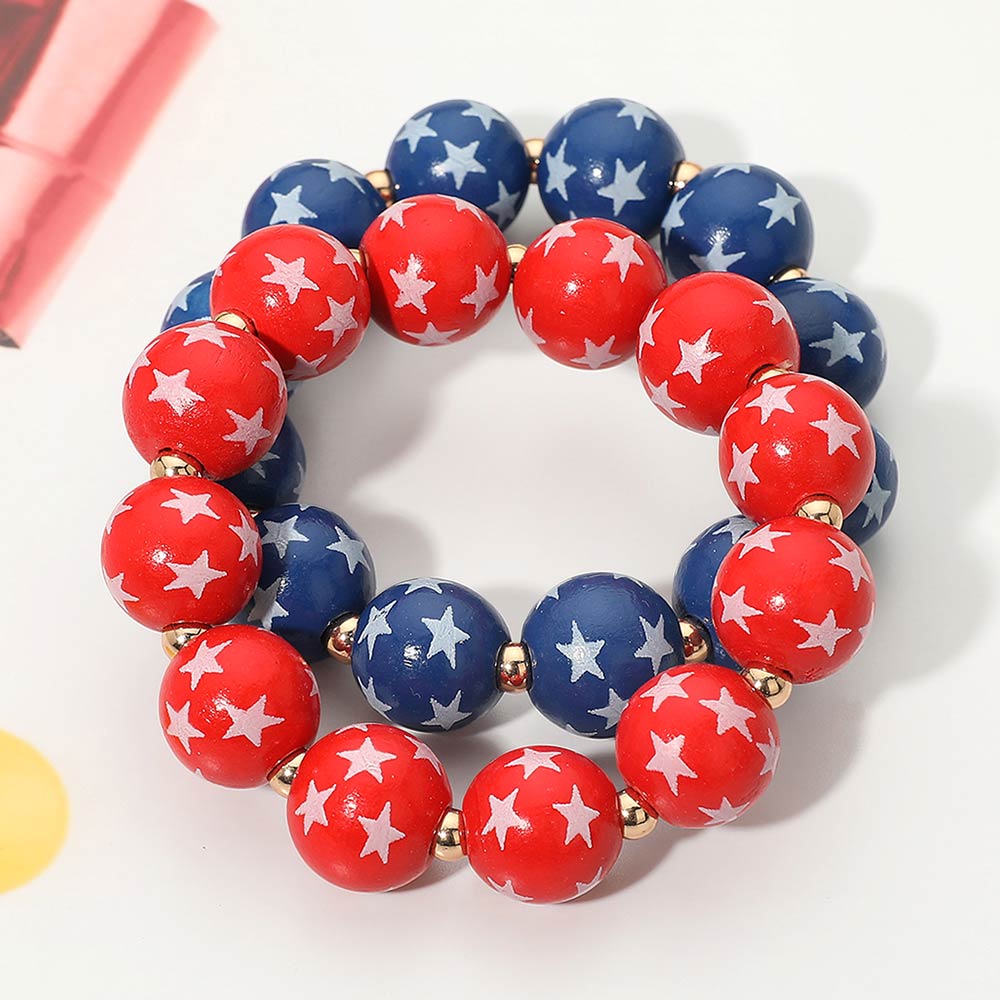 Dockside - Star Printed Beaded Stretch Bracelet