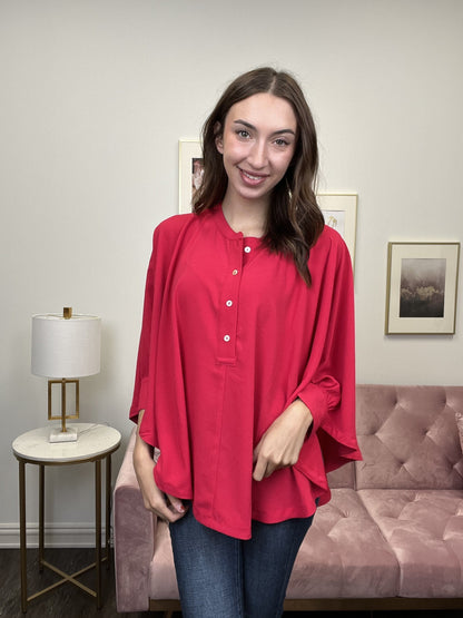 Live What You Love Women's Loose Half Button Down Top