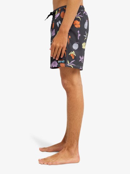 One Piece Printed 16" Elastic Waist Boardshorts - Phantom Opqs Gomu No Mi