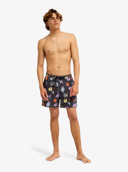 One Piece Printed 16" Elastic Waist Boardshorts - Phantom Opqs Gomu No Mi