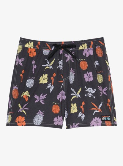 One Piece Printed 16" Elastic Waist Boardshorts - Phantom Opqs Gomu No Mi