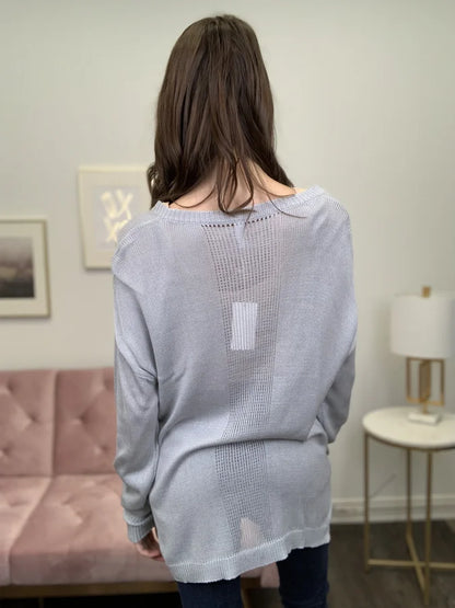 Love You Now Women's Loose Knit V-Neck Sweater