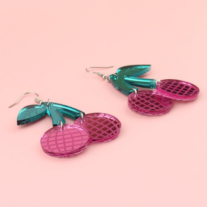 Pink Disco Cherry Earrings