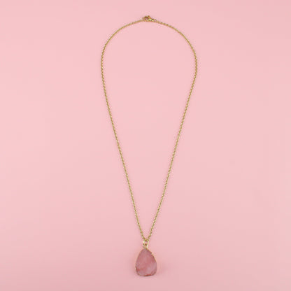 Pink Pear Drop Druzy Necklace