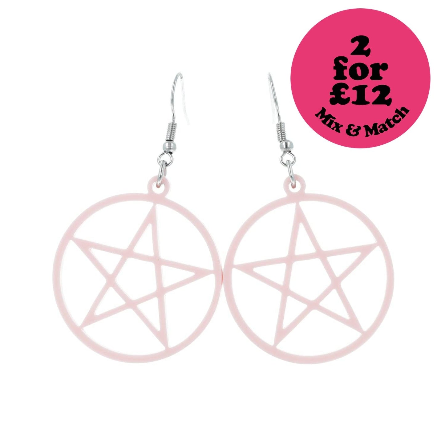 Pink Pentacle Earrings