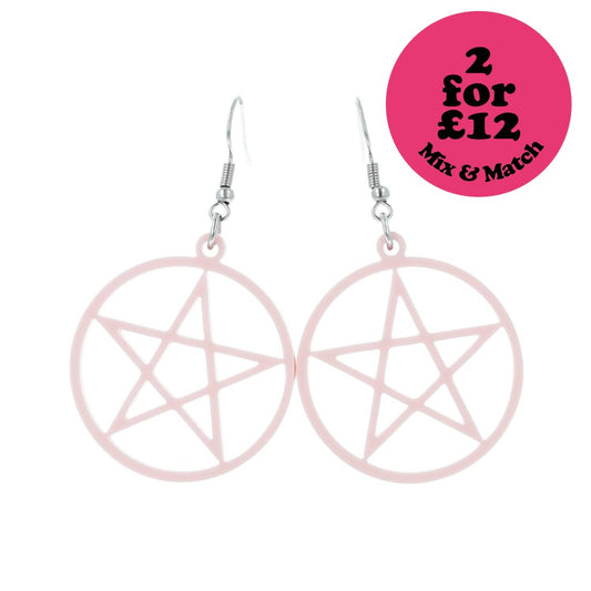 Pink Pentacle Earrings