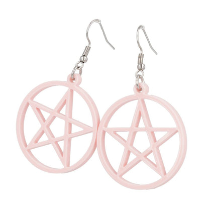 Pink Pentacle Earrings
