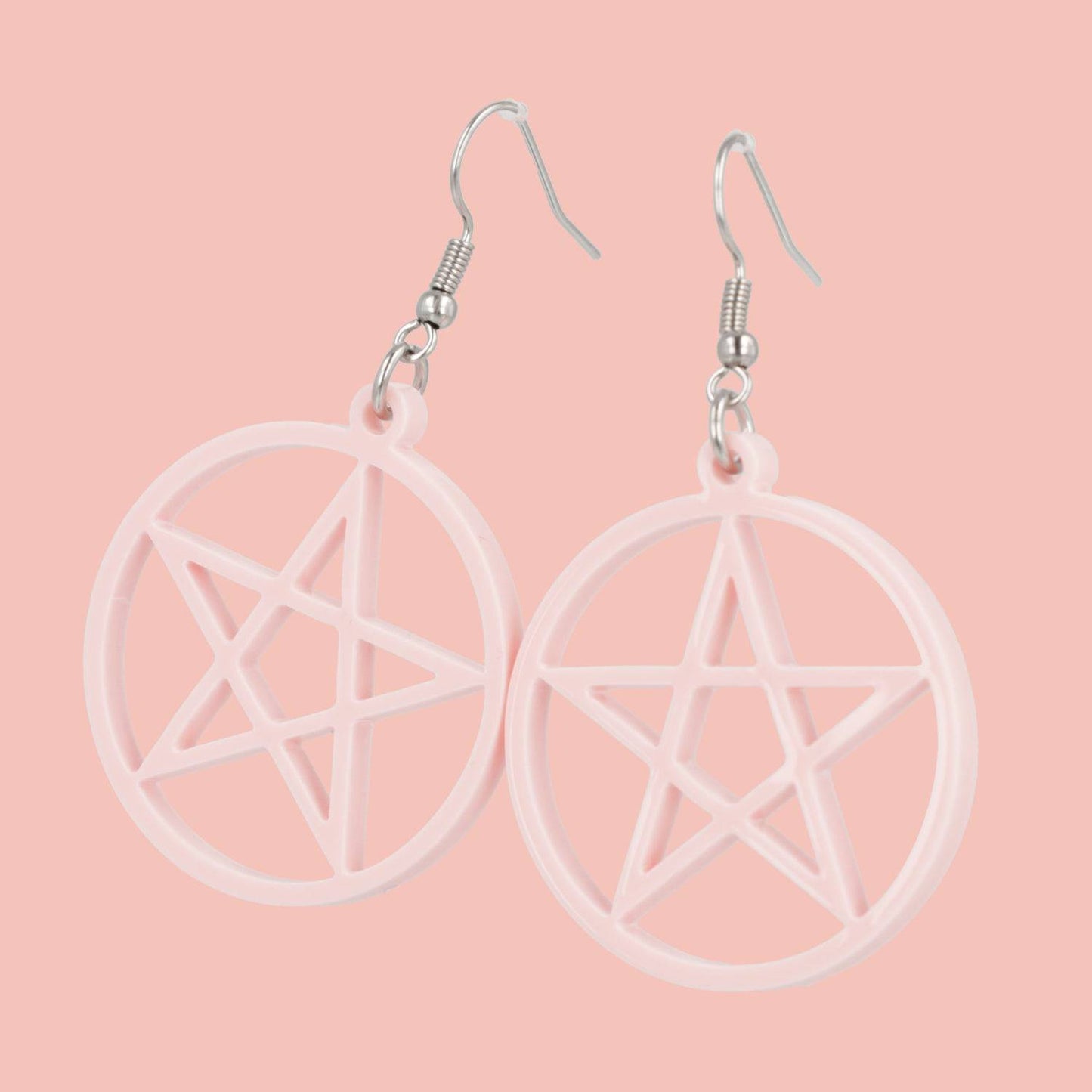 Pink Pentacle Earrings