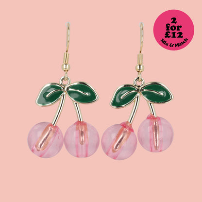 Pink Perfection Cherry Earrings