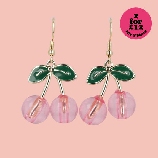 Pink Perfection Cherry Earrings
