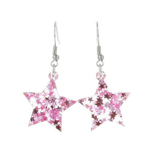 Pink Stellar Confetti Star Earrings