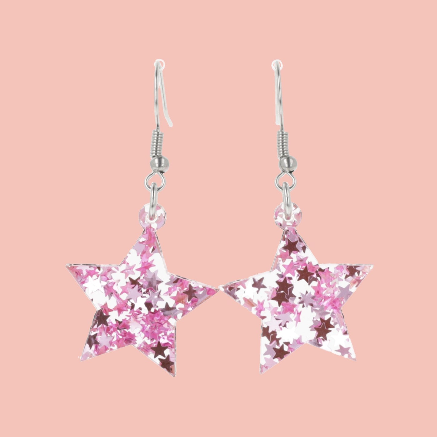 Pink Stellar Confetti Star Earrings