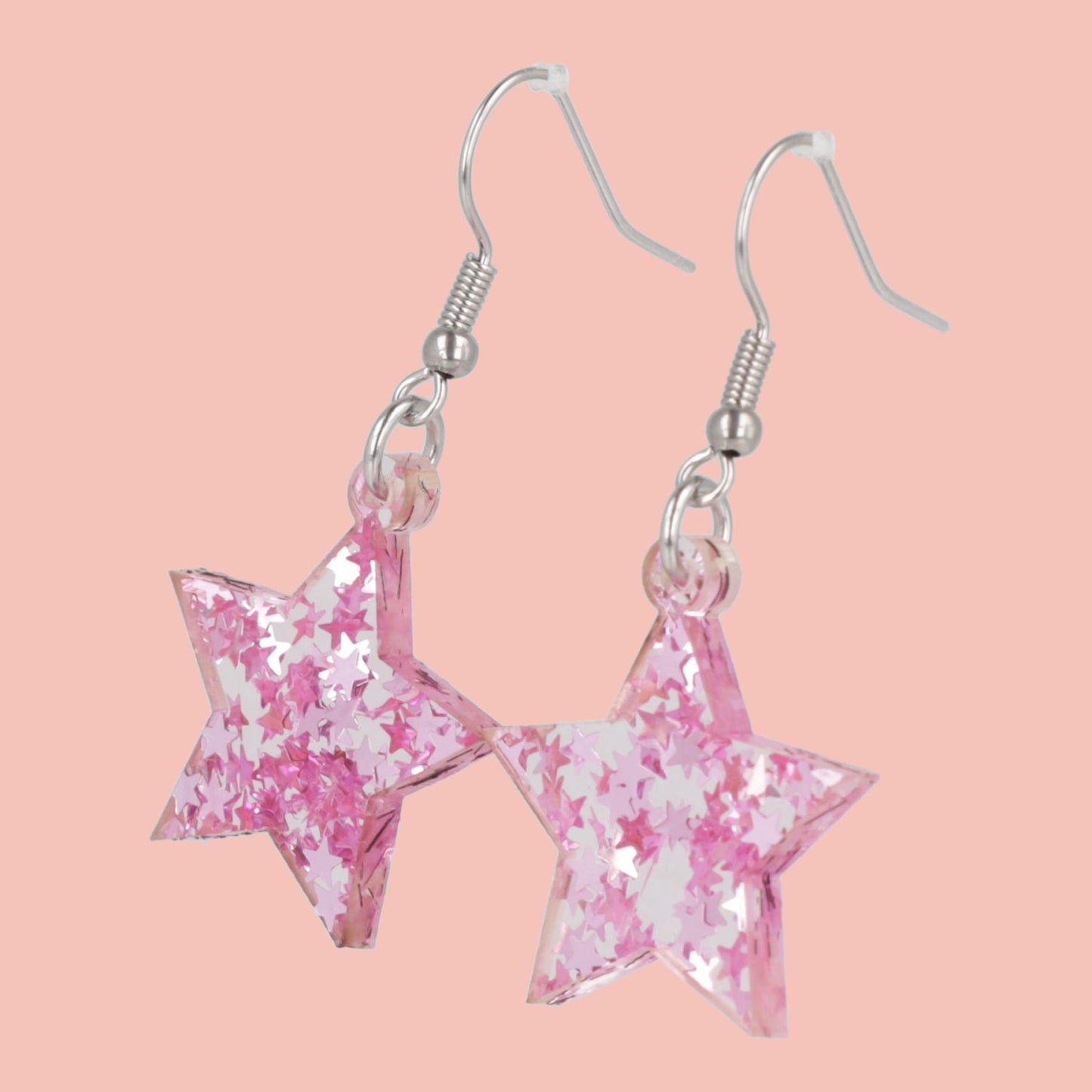 Pink Stellar Confetti Star Earrings