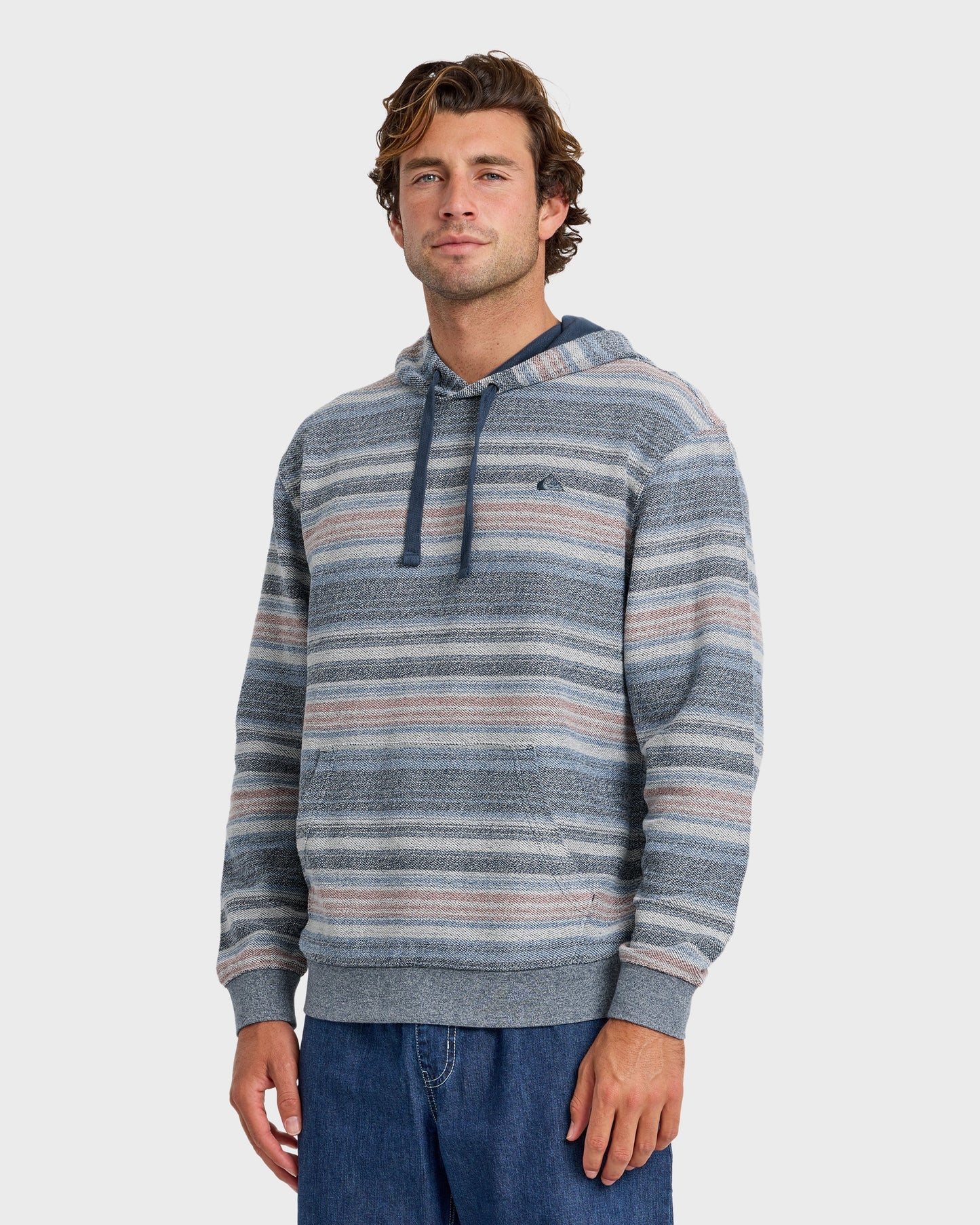 Great Otway Yarn-Dyed Stripe Pullover Hoodie - Dark Denim