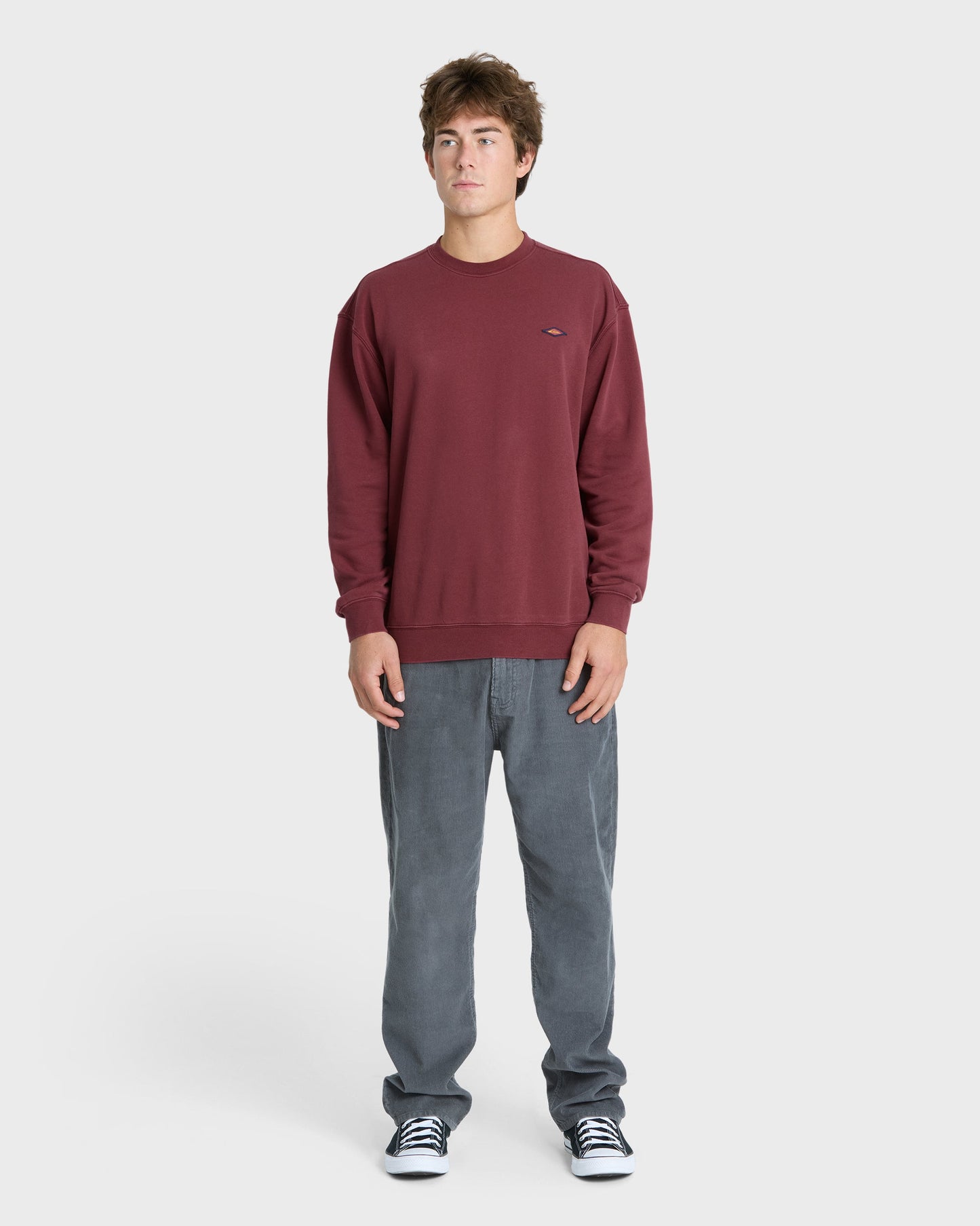 Saltwater Mineral Wash Crewneck Sweatshirt - Oxblood Red
