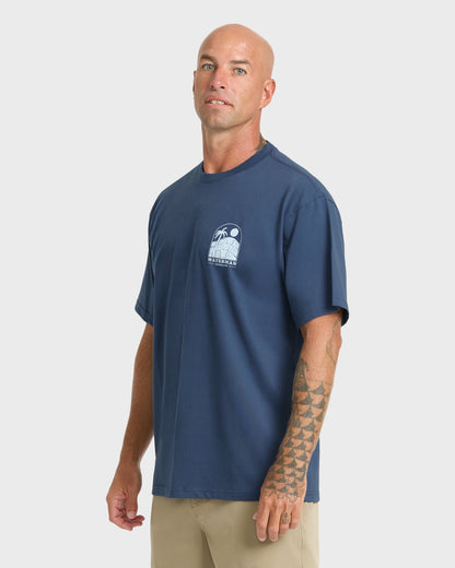 Waterman Out The Back Sueded T-Shirt - Dark Denim
