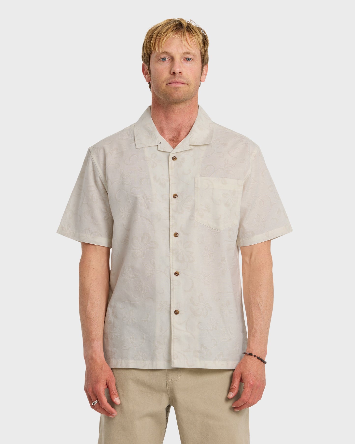 Lo-Biscus DNA Short Sleeve Camp Shirt - Snow White