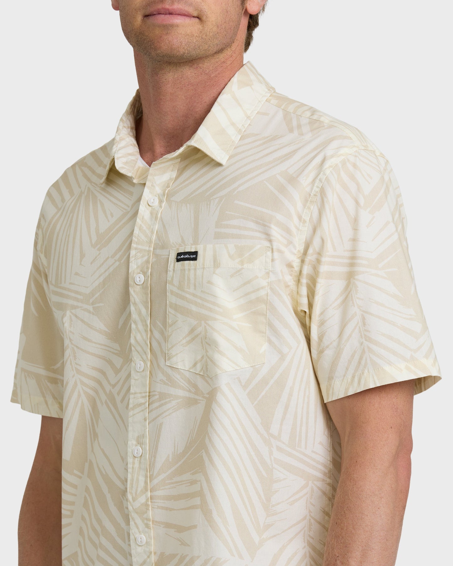 Aruba Palm Classic Stretch Short Sleeve Shirt - Snow White
