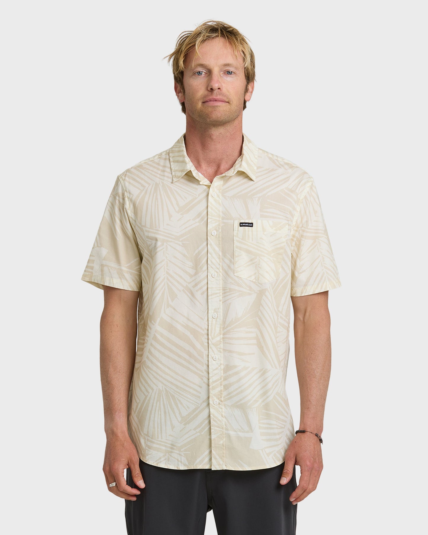 Aruba Palm Classic Stretch Short Sleeve Shirt - Snow White