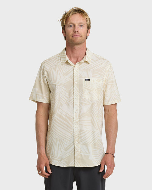 Aruba Palm Classic Stretch Short Sleeve Shirt - Snow White