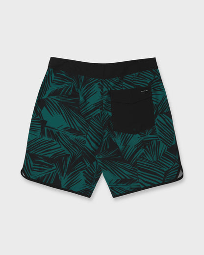 Aruba Palm Scallop 19" Boardshorts - Black