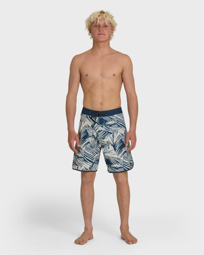 Aruba Palm Scallop 19" Boardshorts - Dark Denim