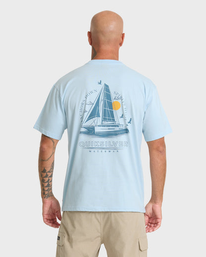 Waterman Anchors Down Classic Short Sleeve Cotton T-Shirt - Skyway