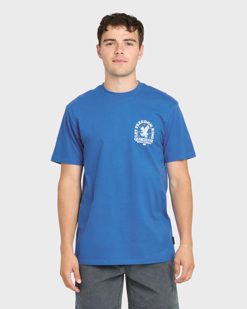 Freedom Ring Short Sleeve Cotton T-Shirt - Nebulas Blue