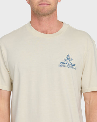Unkles Ding Repair Pigment Dye Short Sleeve Knit T-Shirt - Silver Birch