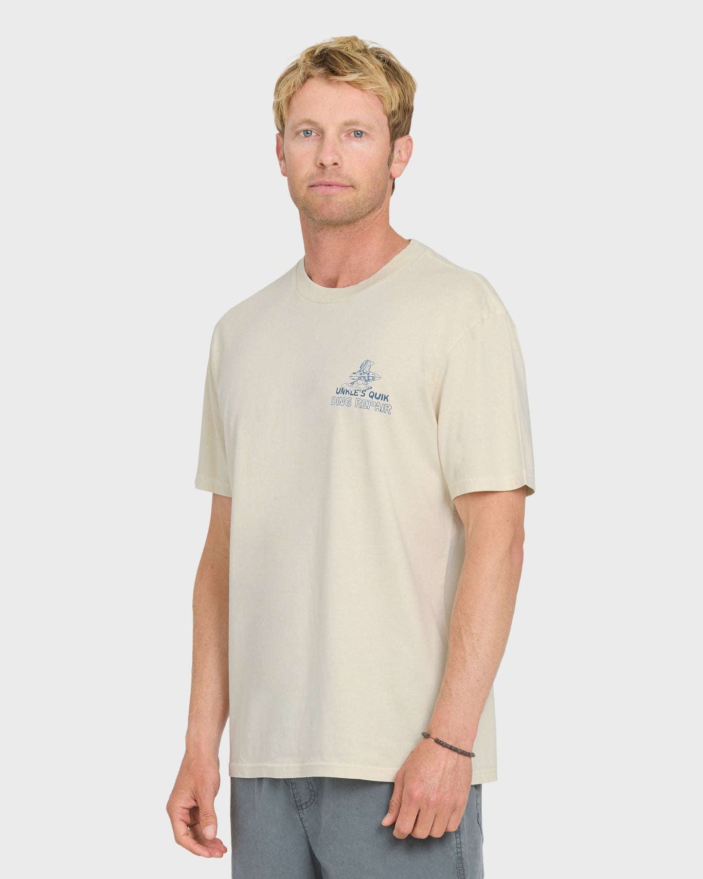 Unkles Ding Repair Pigment Dye Short Sleeve Knit T-Shirt - Silver Birch