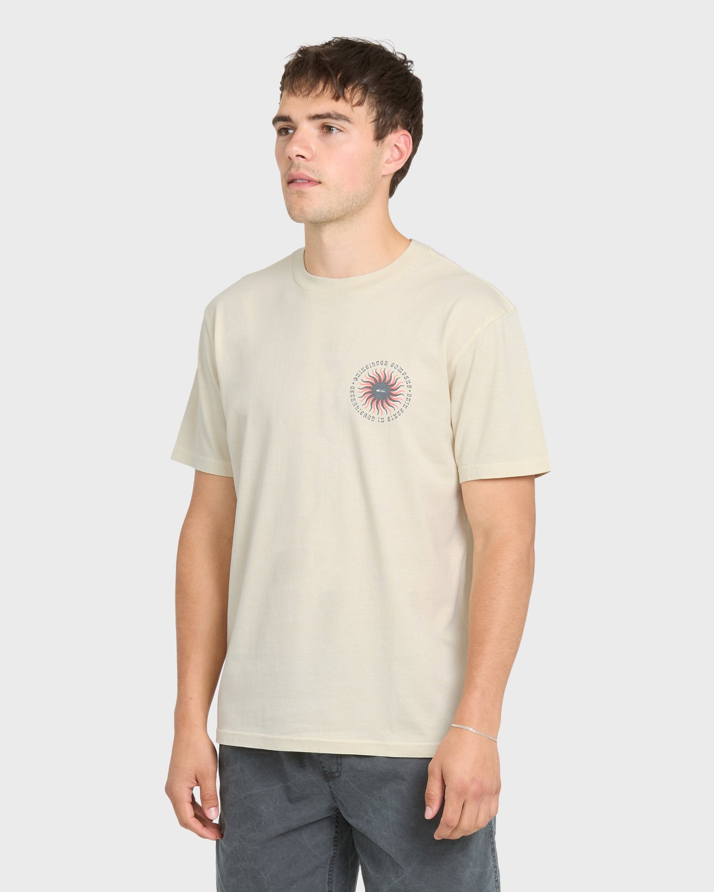 Sunny Day Pigment Dye Short Sleeve Cotton T-Shirt - Silver Birch