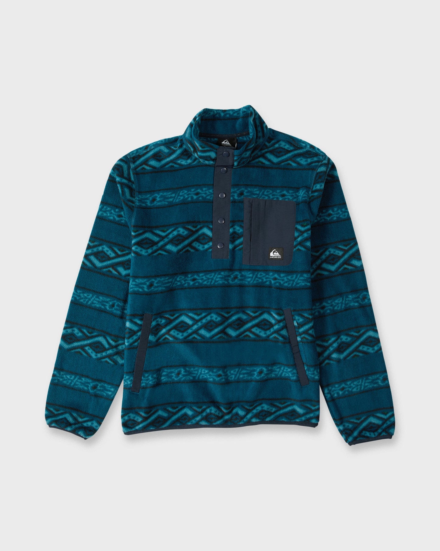 Alpine Button Mock Neck Sweatshirt - Blue Coral