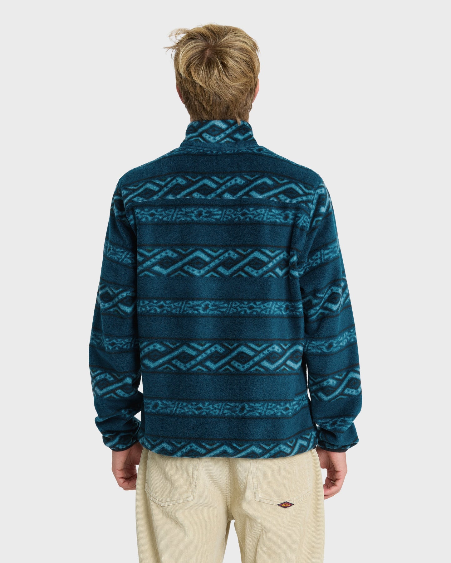 Alpine Button Mock Neck Sweatshirt - Blue Coral