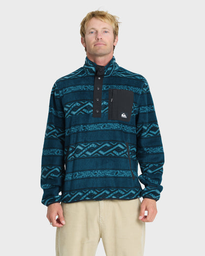 Alpine Button Mock Neck Sweatshirt - Blue Coral
