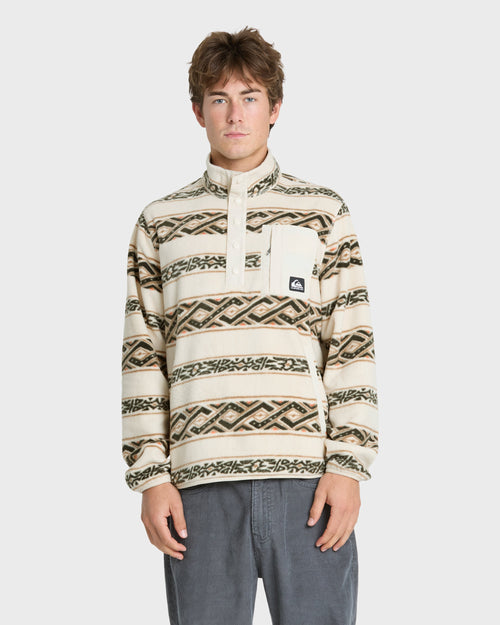 Alpine Button Mock Neck Sweatshirt - Bone White
