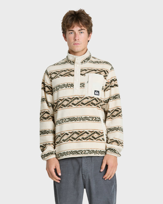 Alpine Button Mock Neck Sweatshirt - Bone White