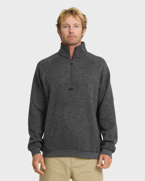 Keller Half Zip Mock Neck Sweatshirt - Black Heather
