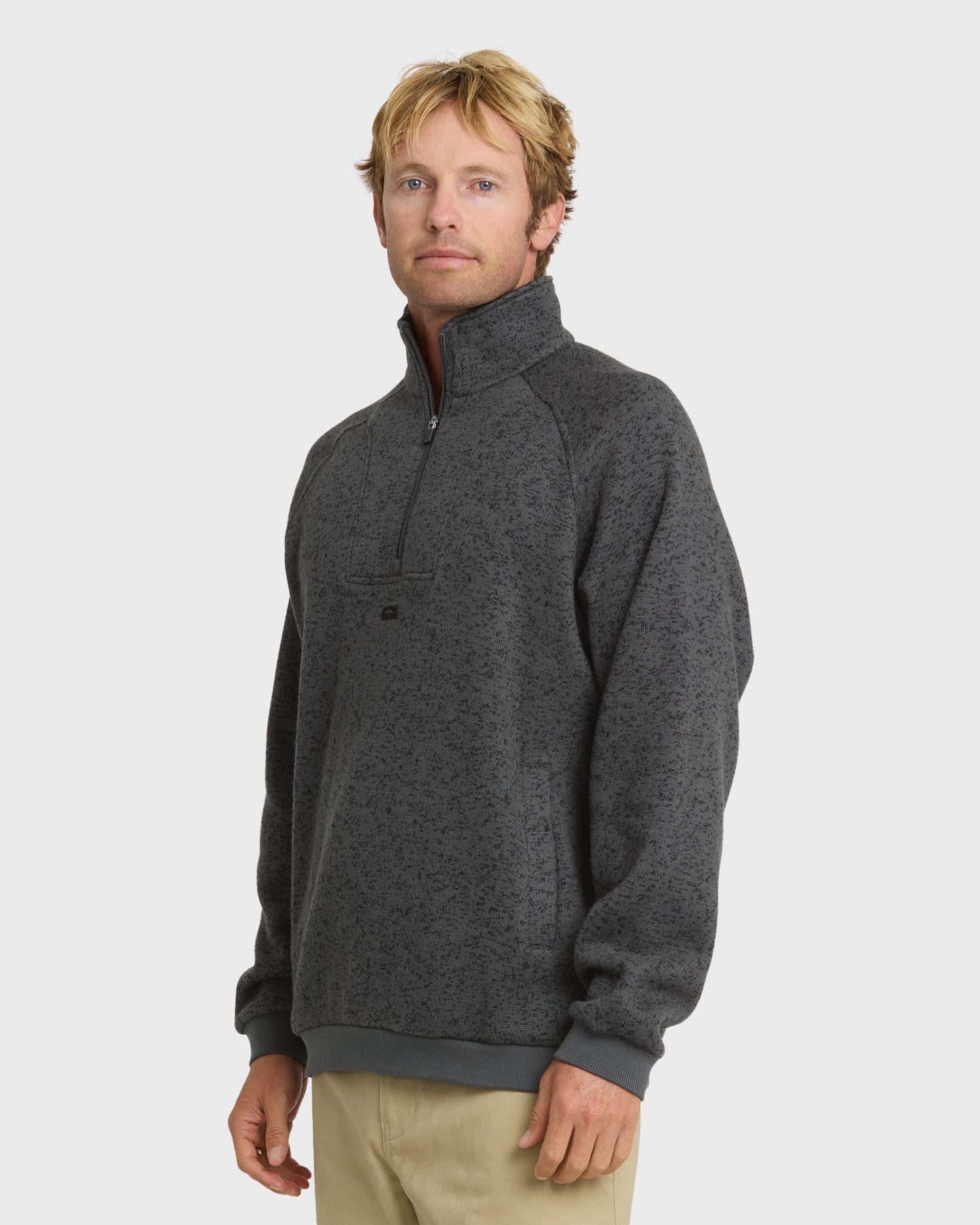 Keller Half Zip Mock Neck Sweatshirt - Black Heather