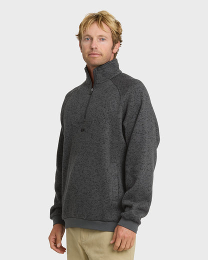 Keller Half Zip Mock Neck Sweatshirt - Black Heather