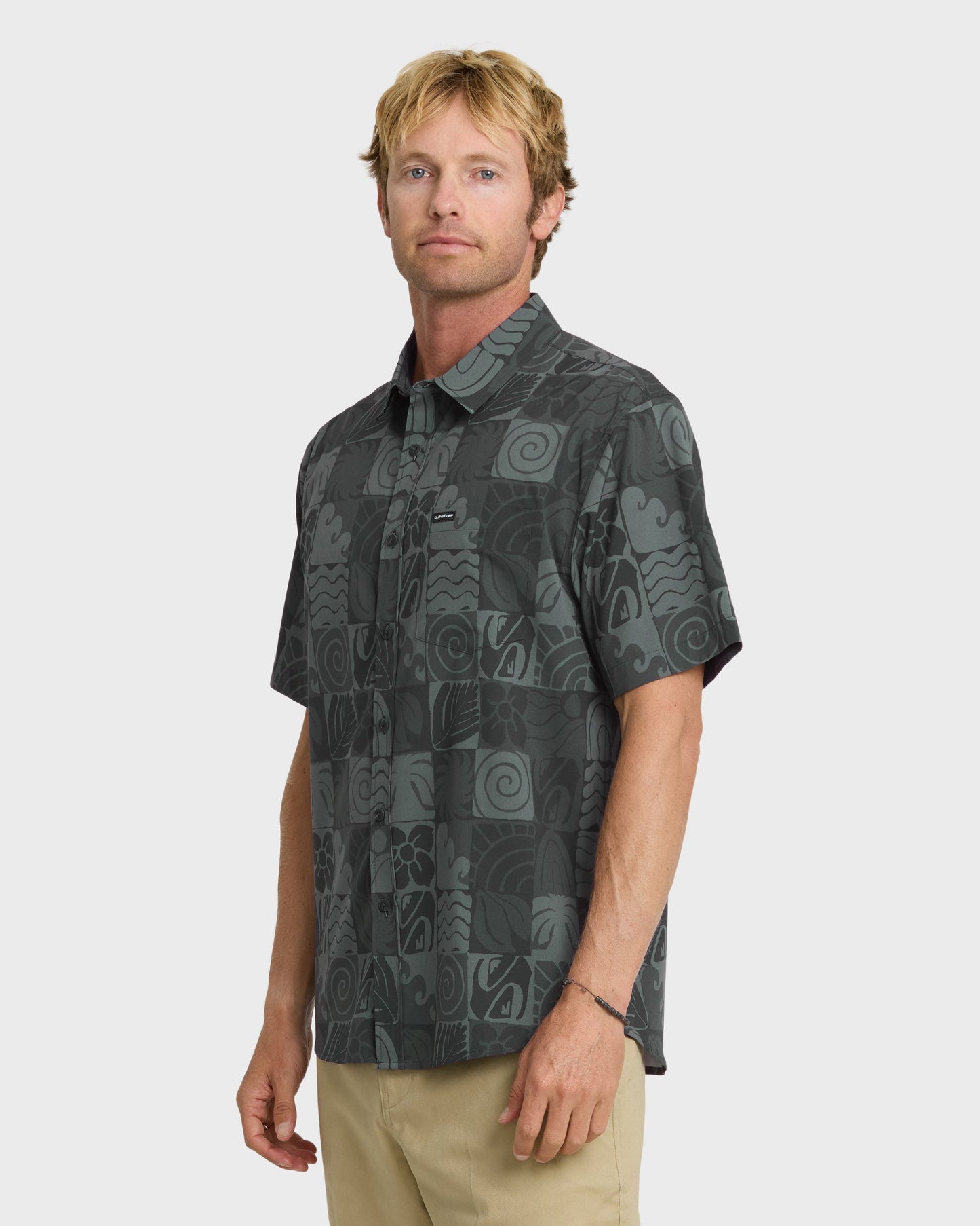 Earth Geo Classic Stretch Short Sleeve Woven Shirt - Phantom