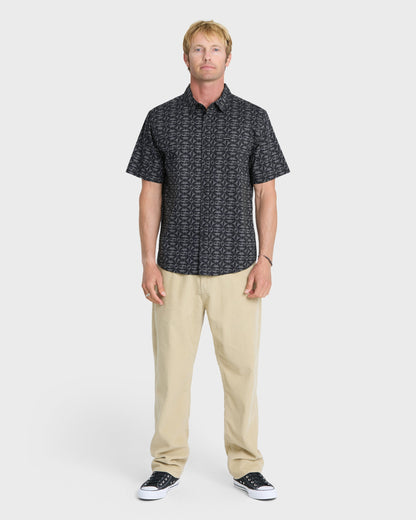 Nature Tile Classic Short Sleeve Woven Shirt - Anthracite