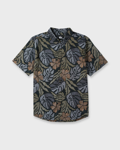 Palm Breeze Classic Short Sleeve Cotton Shirt - Grape Leaf