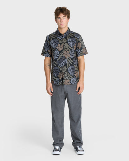 Palm Breeze Classic Short Sleeve Cotton Shirt - Grape Leaf