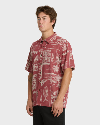 Waterman Ohana Bay Short Sleeve Woven Shirt - Marsala